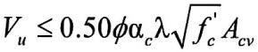 Vu-0.050ϕαcfcAcv