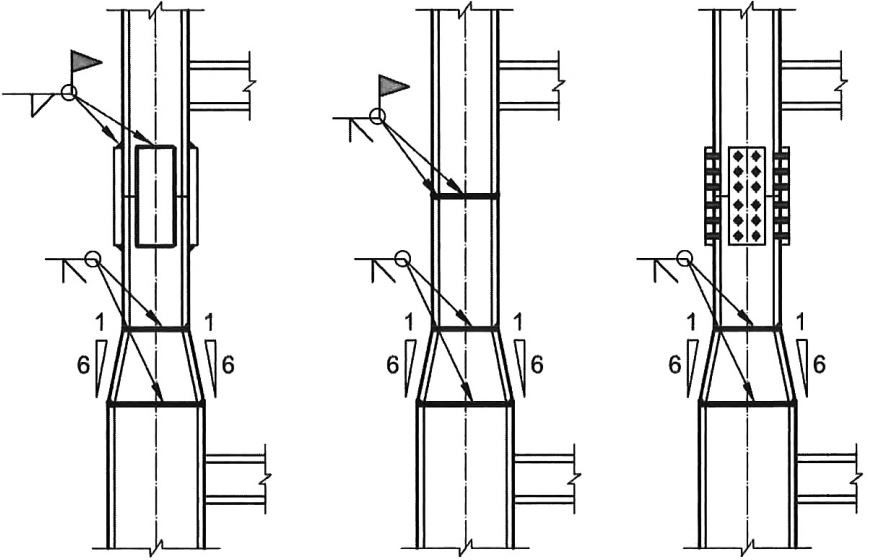 جزئیات پیشنهادی وصله ستون‌ها در محل تغییر قابل ملاحظه مقطع