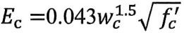 Ec=0.043wc1.5fc