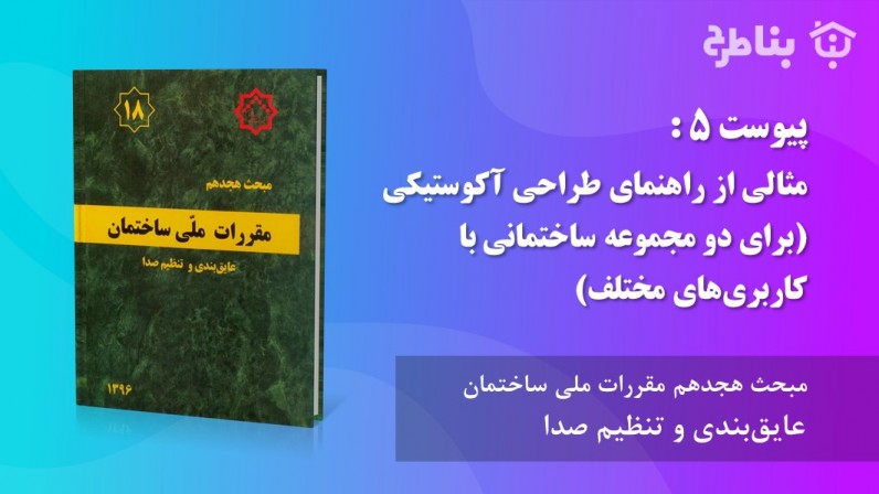 پیوست 5 : مثالی از راهنمای طراحی آکوستیکی (برای دو مجموعه ساختمانی با کاربری‌های مختلف)