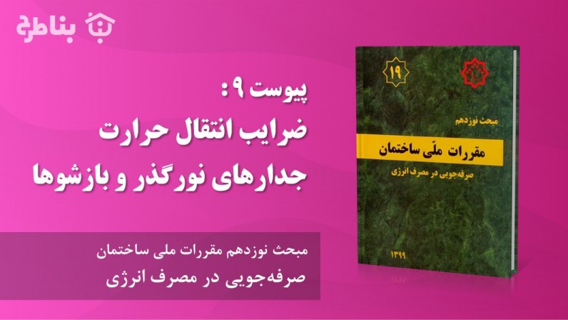 پیوست 9 : ضرایب انتقال حرارت جدارهای نورگذر و بازشوها